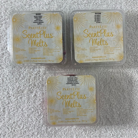 PartyLite ScentPlus Wax Melts Black Cherry Mahogany Apple Be Happy! - Picture 1 of 8